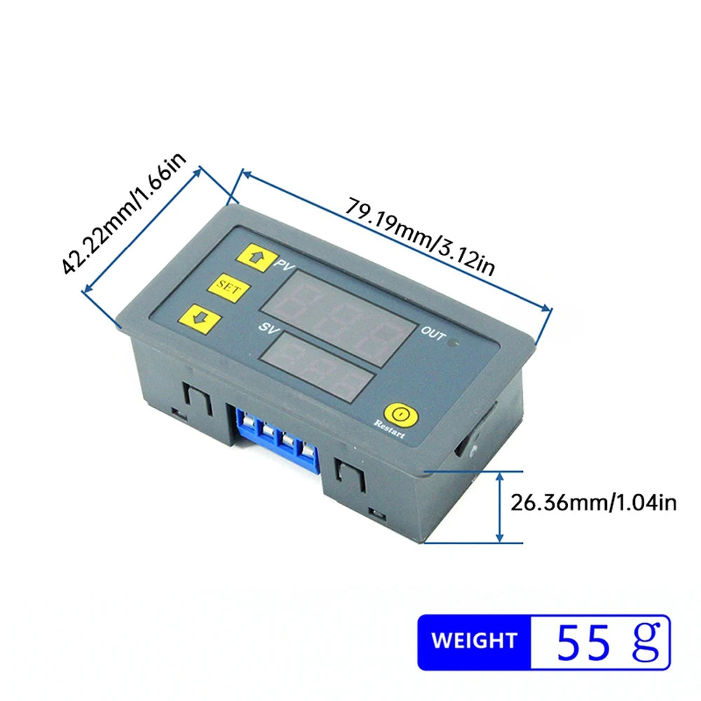 T3230 AC 110-220V DC 12V 24V Digital Delay Relay LED Display Cycle Timer Control Switch Adjustable Timing Delay Relay Switch