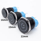 Black Latching Push Button Switch 16/19/22mm with Led Light Waterproof Illuminated  ON OFF Metal Momentary 5V 12V 220V Red Blue