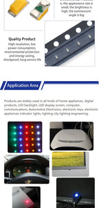 SX 100pcs 0402 SMD LED Electron Component Red Blue Yellow Warm White Green Orange Purple RGB Ice Blue High Light Emitting Diode