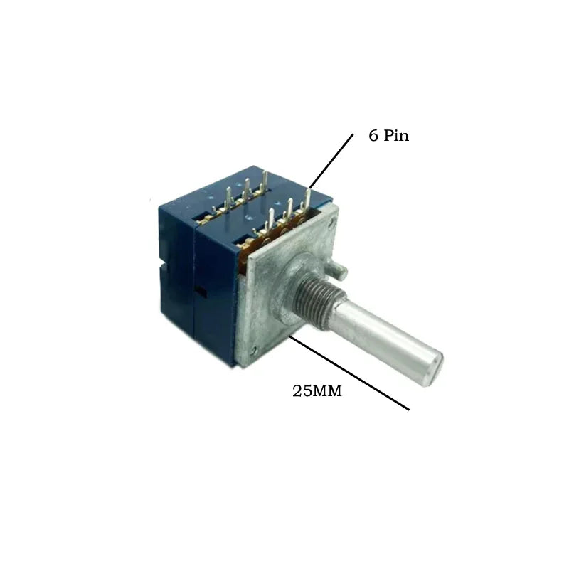 1pc  ALPS RK27 Dual-unit Serrated Volume Rotary Potentiometer 5kX2 10k 20k 50K 100K 250k 500k Round/Flat Shaft 6Pin Leng 25mm