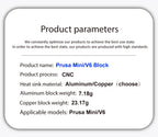 Mellow 1Pcs Aluminum/Copper Prusa Mini Heater Block For PT100 Sensor Cartridge Thermocouple&Thermistor HotEnd For 3D Printer Kit