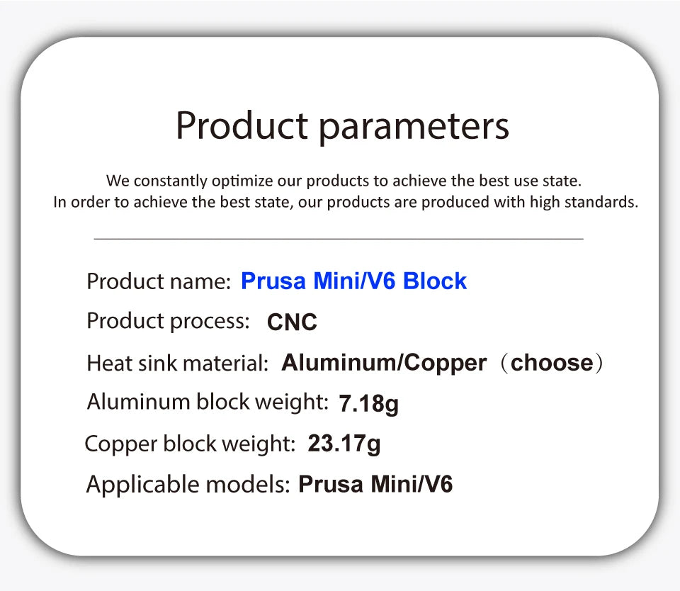 Mellow 1Pcs Aluminum/Copper Prusa Mini Heater Block For PT100 Sensor Cartridge Thermocouple&Thermistor HotEnd For 3D Printer Kit