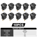 FILN 10Pcs 12V 24V 110V 220V Round Rocker Switch 3 Pin ON OFF LED Lighted Car Dash Boat Marine RV SPST Toggle Switch