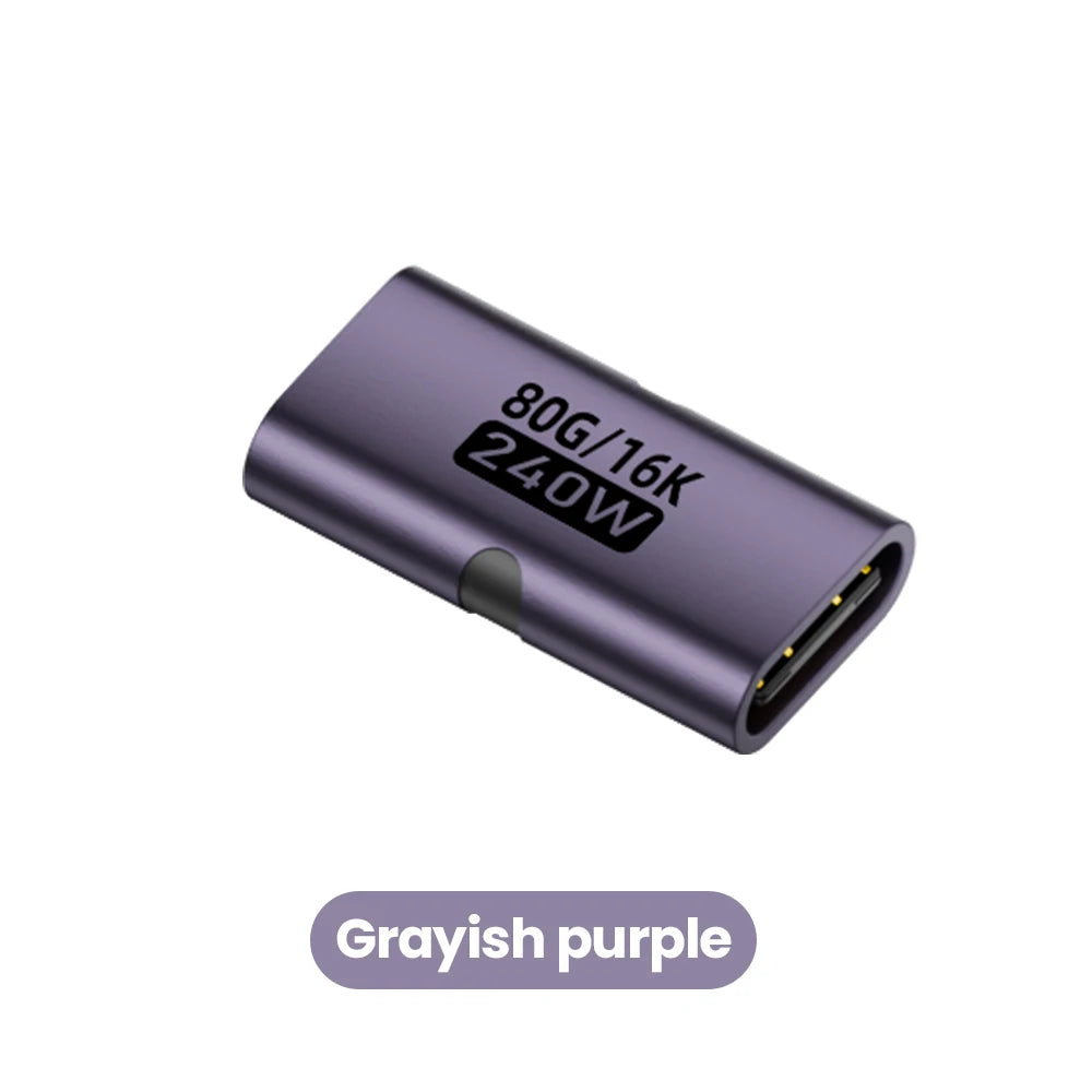 PD 240W Fast Charging Type C Adapter 80Gbps 16K@60Hz Type C Female To USB C Female Converter OTG For iPhone 15 16 Tablet Laptops