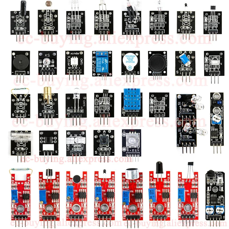 37 in 1 Sensors Modules 37 Kits Starter Kit with Box for Arduino Suitable for Raspberry Pi/STM32/ESP32/R3/51 Microcontroller