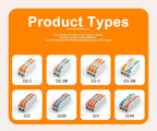5/10PCS 2/3Ports Electrical Wire Connectors Fast Compact Push-in Terminal Block Wiring Cable Butt Connection Splitter With Lever