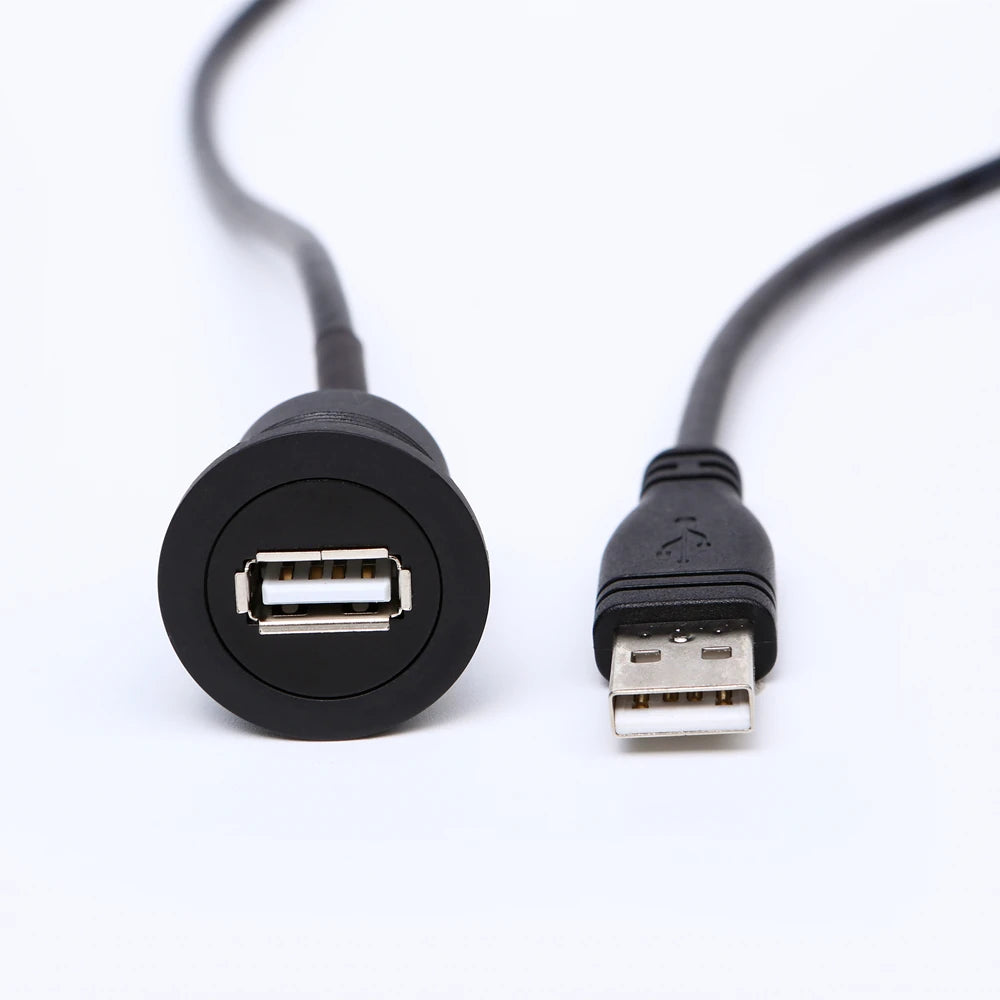 22mm Hole Install USB Connector/Socket FEMALE A - MALE A With Extend Cable(60cm,150cm)