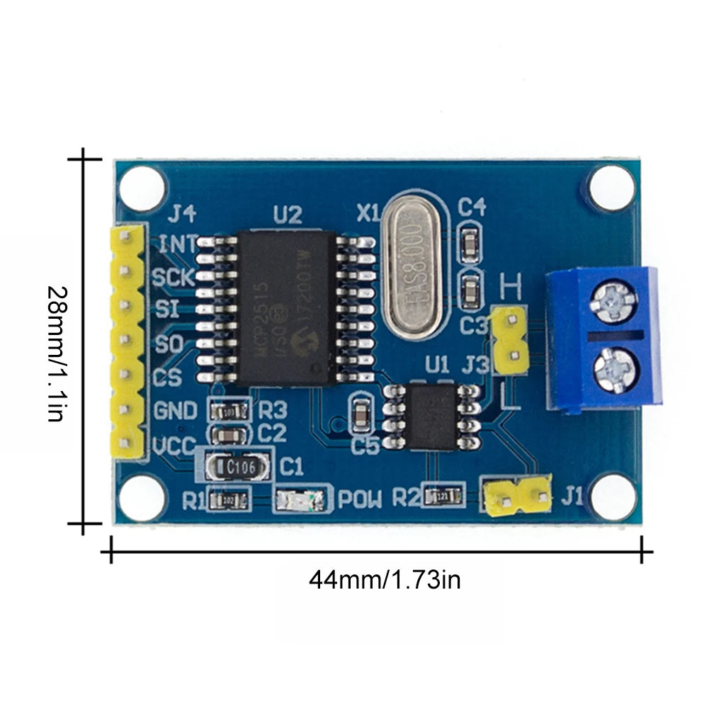TJA1050 Receiver SPI MCP2515 CAN Bus Module MCP2515 CAN Bus Driver Module Board for 51 MCU ARM Controller for Arduino DIY