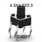50PCS 4.5X4.5MM 4Pin DIP H=3.5/3.8/4.0/4.3~12mm 12V Tiny Button Tact Switch 260GF Momentary Tactical Push Button Parts Repair