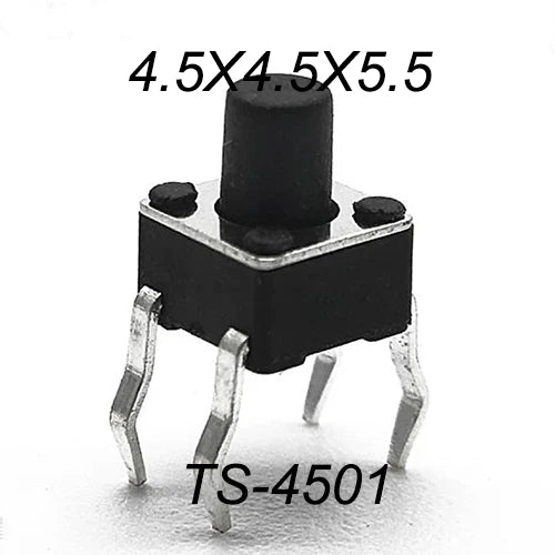 50PCS 4.5X4.5MM 4Pin DIP H=3.5/3.8/4.0/4.3~12mm 12V Tiny Button Tact Switch 260GF Momentary Tactical Push Button Parts Repair