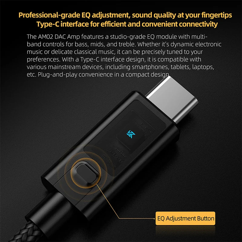 KZ AM02 Portable Decoder Professional-Grade Audio Earphone Amplifier Type-C to 3.5mm Digital Adapter for EDX Castor Pro ZS10 PRO