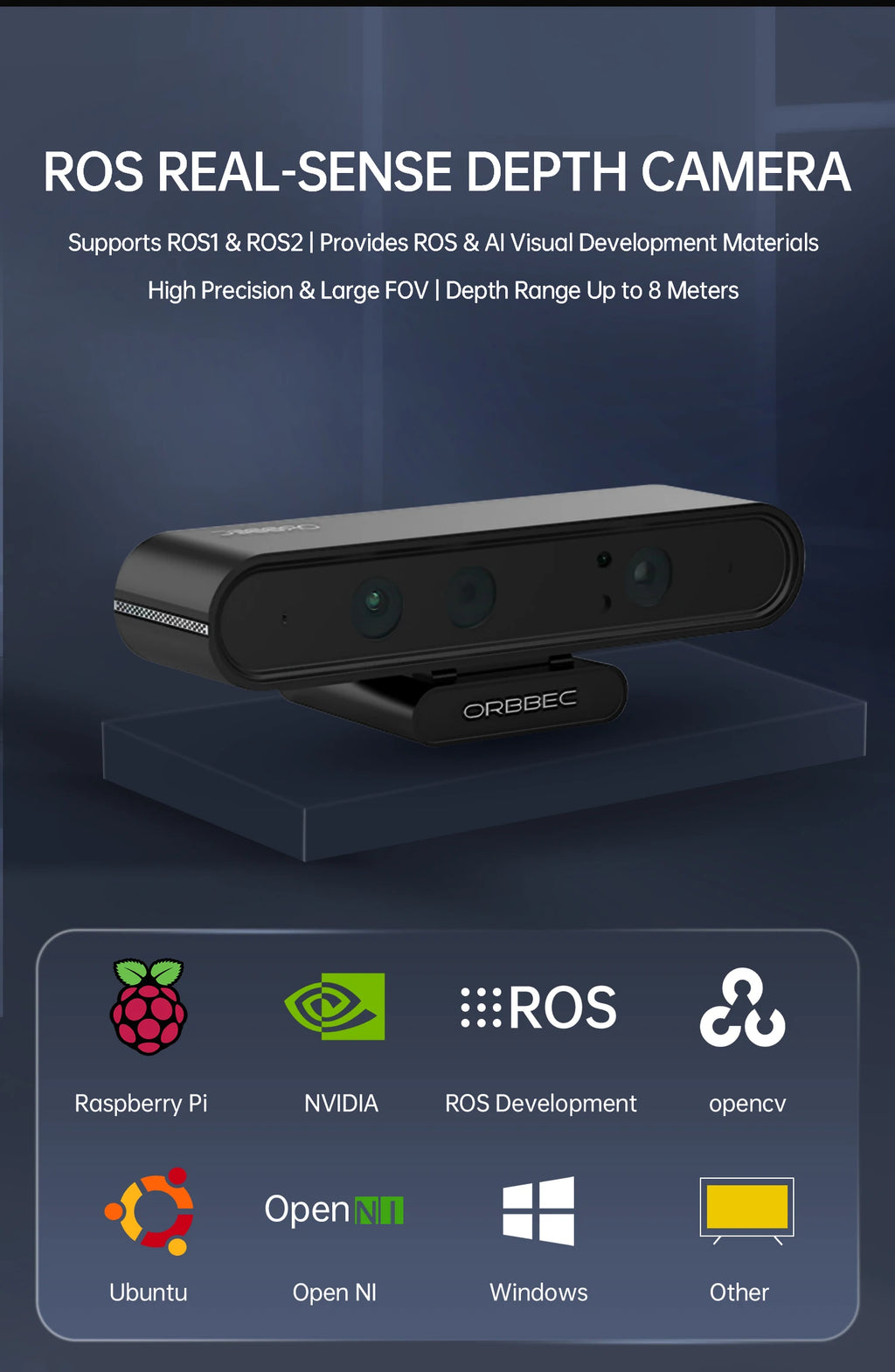 ORBBEC ASTRA Pro 3D Depth Camera Module 0.6-8M Range For AI Robot Raspberry PI Drones Development Face Recognition With ROS1ROS2