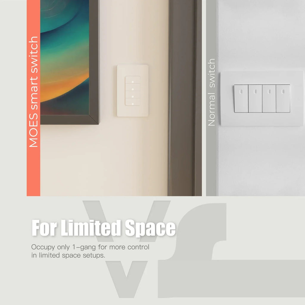 MOES Tuya ZigBee US Smart Light Switch Push Button Wall Switch Neutral Wire/No Neutral Wire Required Work With Alexa Google Home