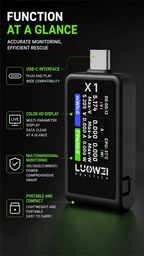 LUOWEI LW-X1 USB C Tester Multifunctional Fast Charging Protocol Analyzer with HD Display Real Time Monitoring For Phone Repair