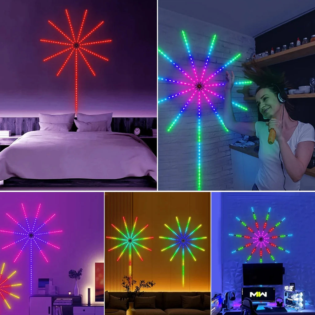 RGBIC Firework Strip Lights LED Bluetooth APP Control Neon Strip USB 5V Changing Smart Lamp Sync Music Bedroom Decor Dream Light