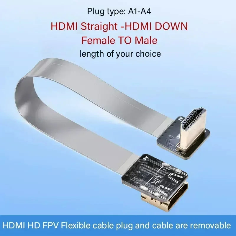 Suitable for HDMI-A1 A2 A3 A4 FFC Flexible Cable FPC Aerial Video Male Female 20P Shielded Cord PC Computer Gimbal Adapter Elbow