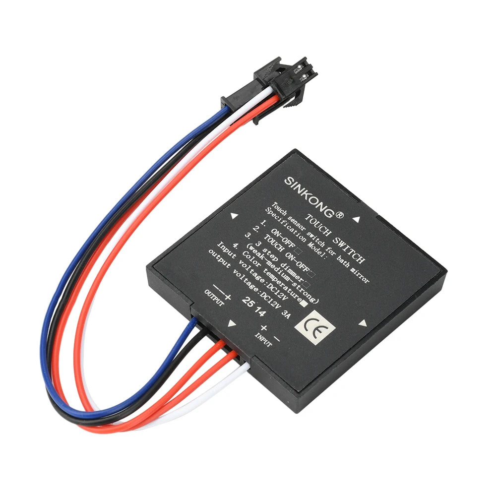 DC 12V 3A Touch Switch Sensor Stepless LED Inductive Dimmer Bathroom Mirror Lamp Dimming Control Switch for Led Light Mirror