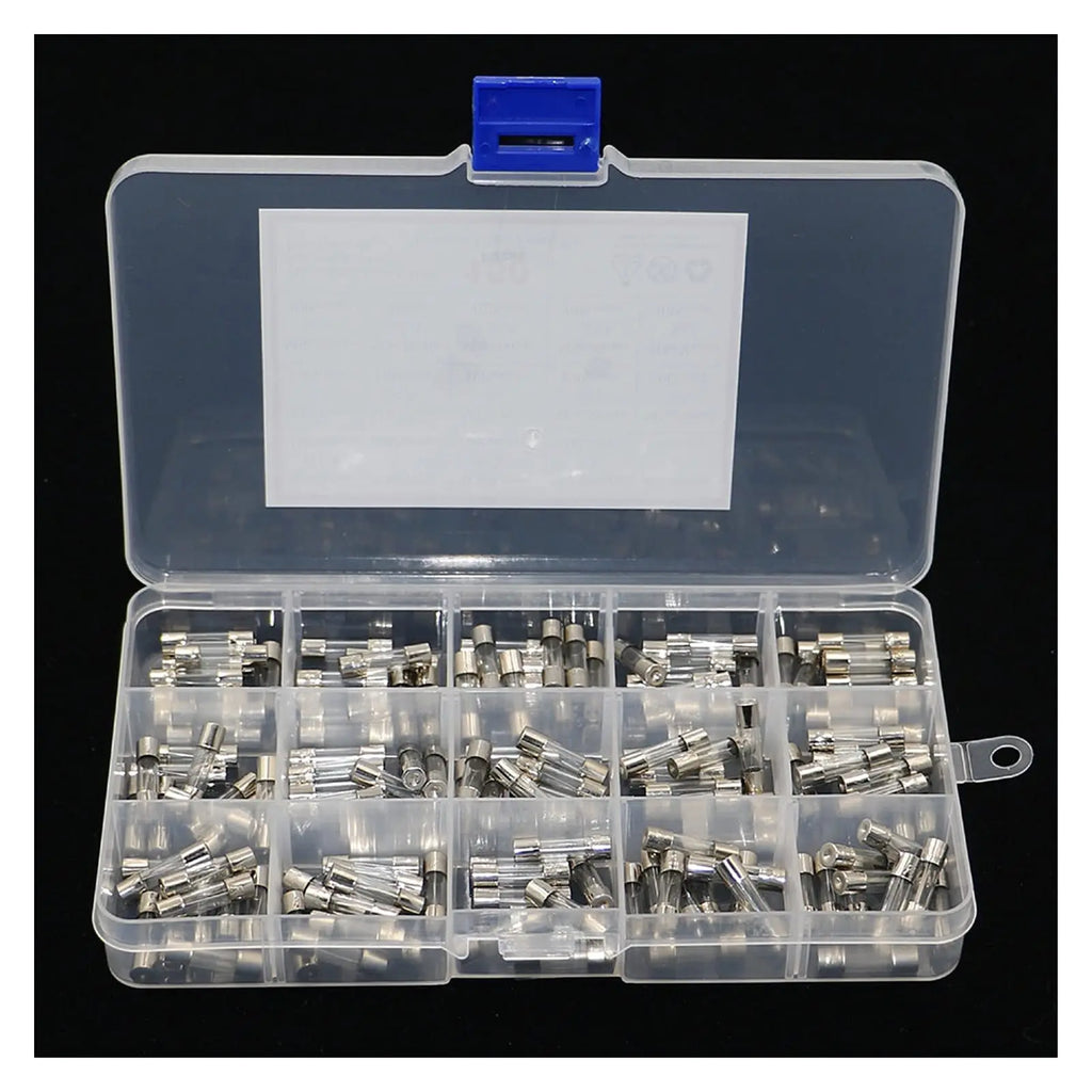 150pcs 5*20mm Fast-blow Glass Tube Fuses Car Glass Tube Fuses Assorted Kit with Box Fusiveis 15Kinds 0.1A-30A Household Fuses