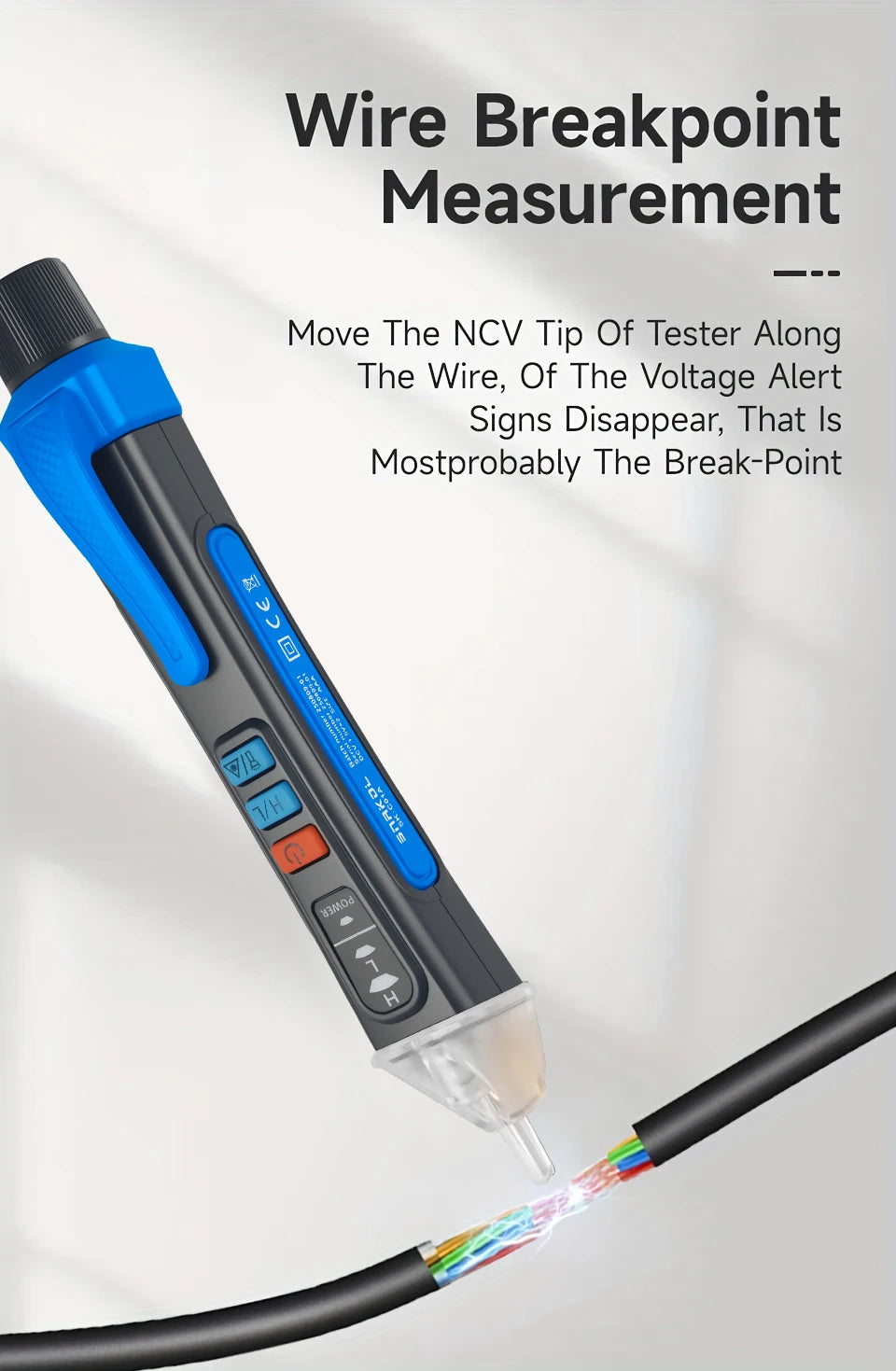Non-Contact Voltage Tester Pen Smart Voltage Detector Infrared Indicator 12-1000V Test Pencil Breakpoint Finder With Flashlight