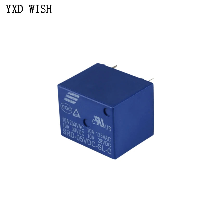 100pcs DC 5V 12V 24V 5Pin Relay SRD-05V/12V/24VDC-SL-C 10A 250VAC Mini Power Relay SRA- 05VDC 12VDC 24VDC-CL 20A 5Pin Relays