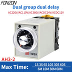 AH3-2 Power on Delay Timer Time Switch Delay Timer Relay Adjustable time 1~60S 3~60M With 8pin Socket 12 24V 110V 220V 380V