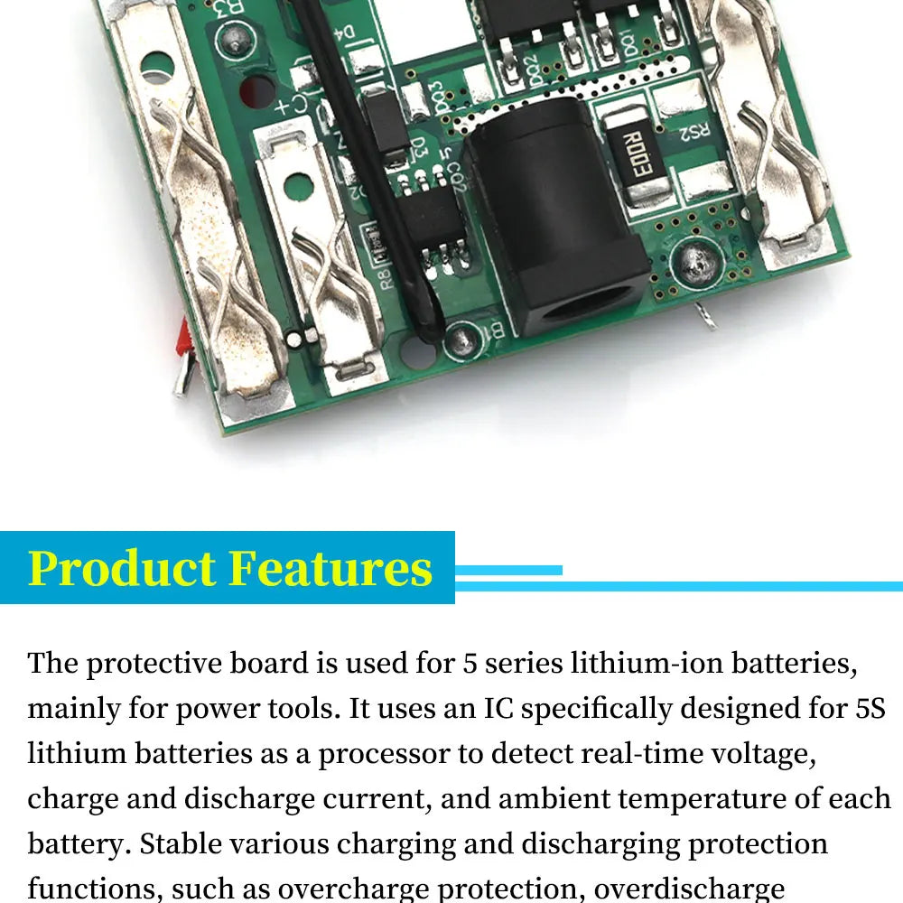 5S 18V 21V 20A Battery Charging Protection Board Li-Ion Lithium Battery Pack Protection Circuit Board BMS Module For Power Tools