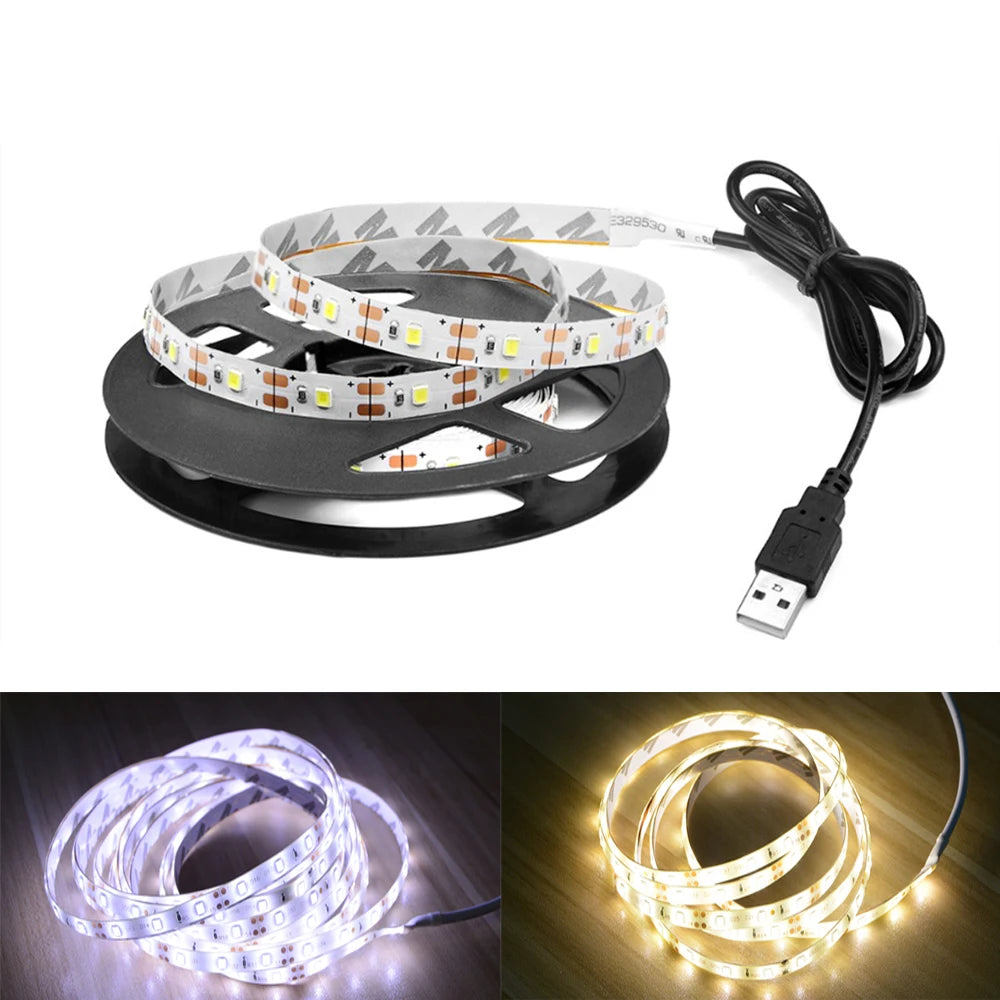5V USB Led Strip Light SMD 2835 1M 2M 3M 4M 5M White/Warm White  Flexible Lighting Ribbon TV Background Tape Home Decor Lamp