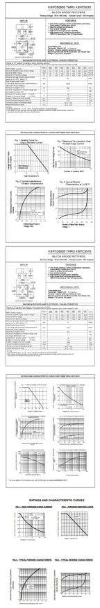 KBPC1510 KBPC2510 KBPC3510 KBPC5010 15A 25A 35A 50A 1000V Diode Bridge Rectifier kbpc5010
