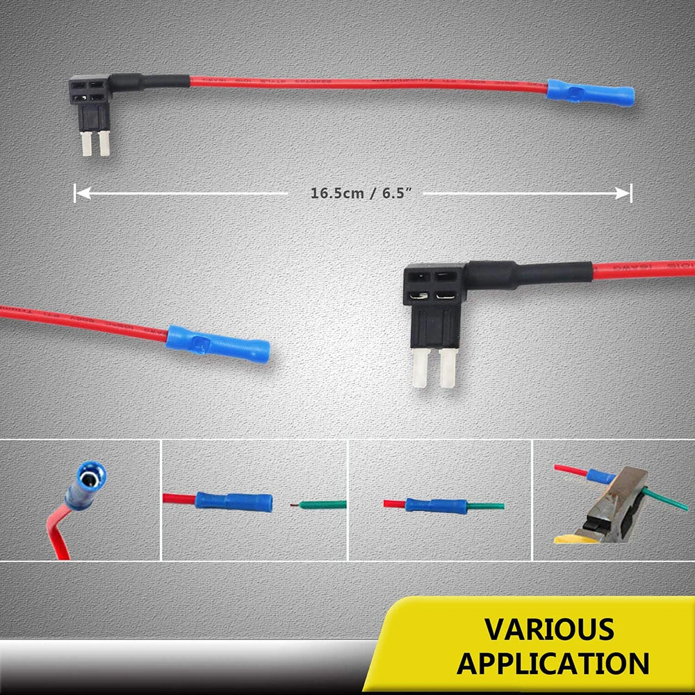 FT4-10 10 Pack 12V Car Add-a-Circuit Fuse Tap Adapter ACZ Blade Fuse/Micro 2 Fuse with 10pcs 10A and 20A Fuses