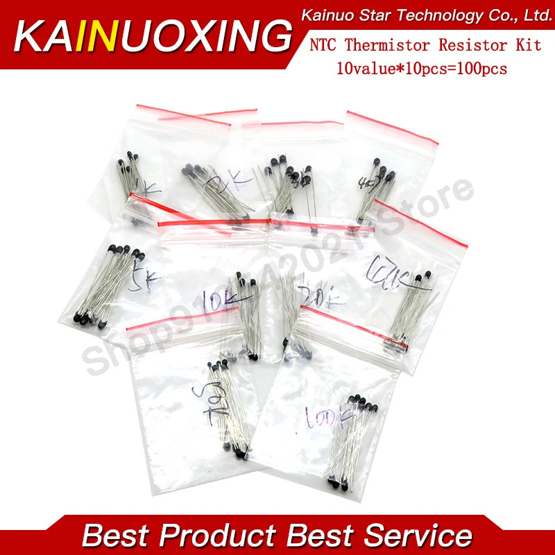 100PCS=10value*10pcs NTC Thermistor Resistor Kit NTC-MF52AT 1K 2K 3K 4.7K 5K 10K 20K 47K 50K 100K +-5% 3950B