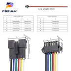 5PCS JST SM 2/3/4/5/6Pins 2.54MM Plug Male to Female Wire Connector Cable Pigtail Plug LED Connecting line 20cm Long