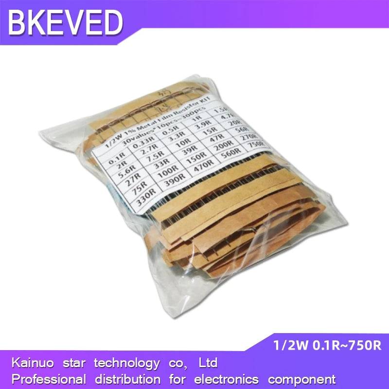 30values Each 5/10PCS 1~750 1K~820K Ohm 150PCS 300PCS 1/2W 1W 2W 3W Resistance 1% Metal Film Resistor Assortment Kit Set