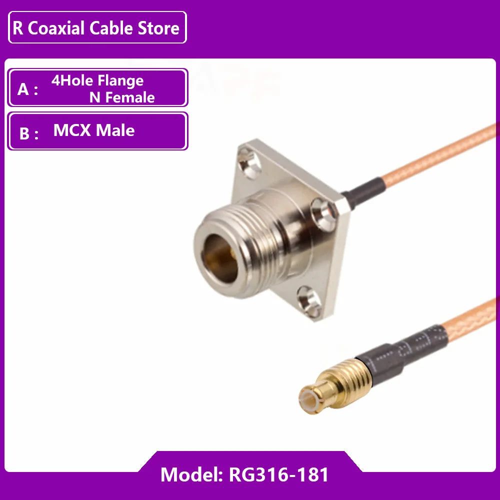 RF Coaxial RG316 Cable 4Hole Flange N Female to MMCX / MCX Male90°  Connector Extension Splitter Router GPS GPRS Wire Connecter