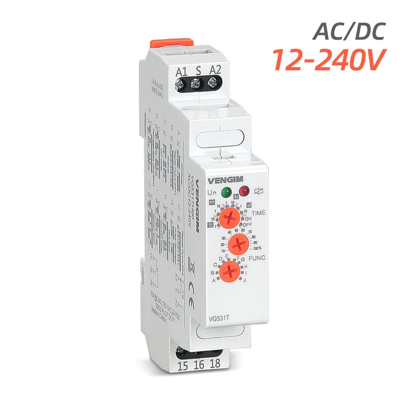 Multi-function Time Relay 220v 24v 12v AC DC Timer On Off Delay Relay Modular Switch by Din Rail