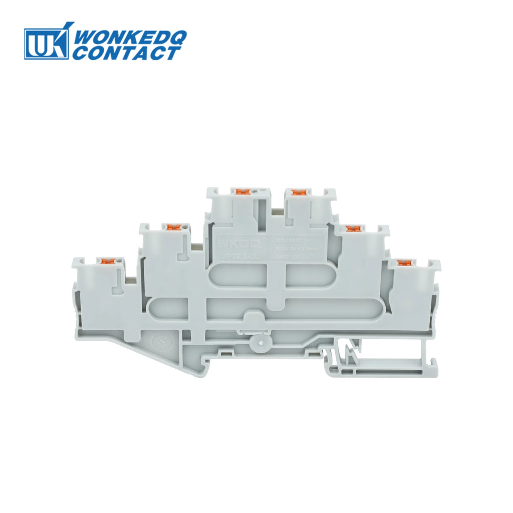 10Pcs PT2.5-3L Push-in Wiring Connector Triple 3 Level 2.5 mm² Cable 2.5mm Electrical Cable Din Rail Terminal Block PT 2.5-3L