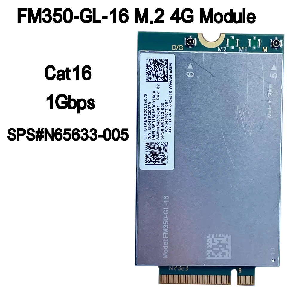 FM350-GL-16 LTE Cat16 M.2 Module eSIM GNSS Receiver SPS# N65633-005 4G WWAN Card For Laptop FDD-LTE TDD-LTE LTE-A Pro