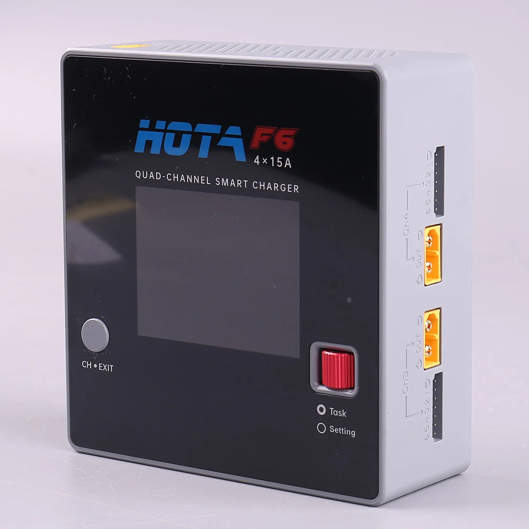 HOTA F6 QUAD-CHANNEL SMART Charger DC1000W 4*15A for Lipo LiIon NiMH Lipo Battery Balance Charger Discharger with USB 45W Type-C