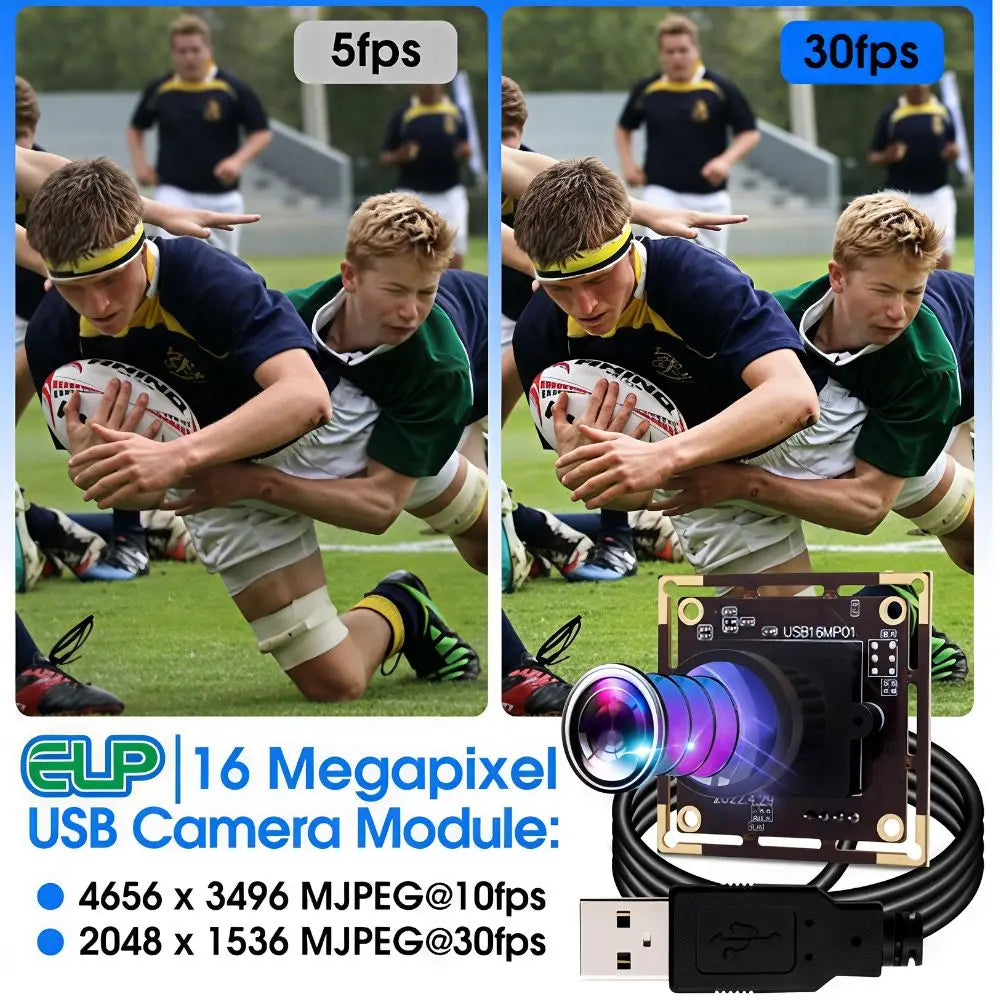 ELP 16MP IMX298 USB Camera Module 120° Low Distortion Wide Angle UVC Webcam for OCR Document Scanning