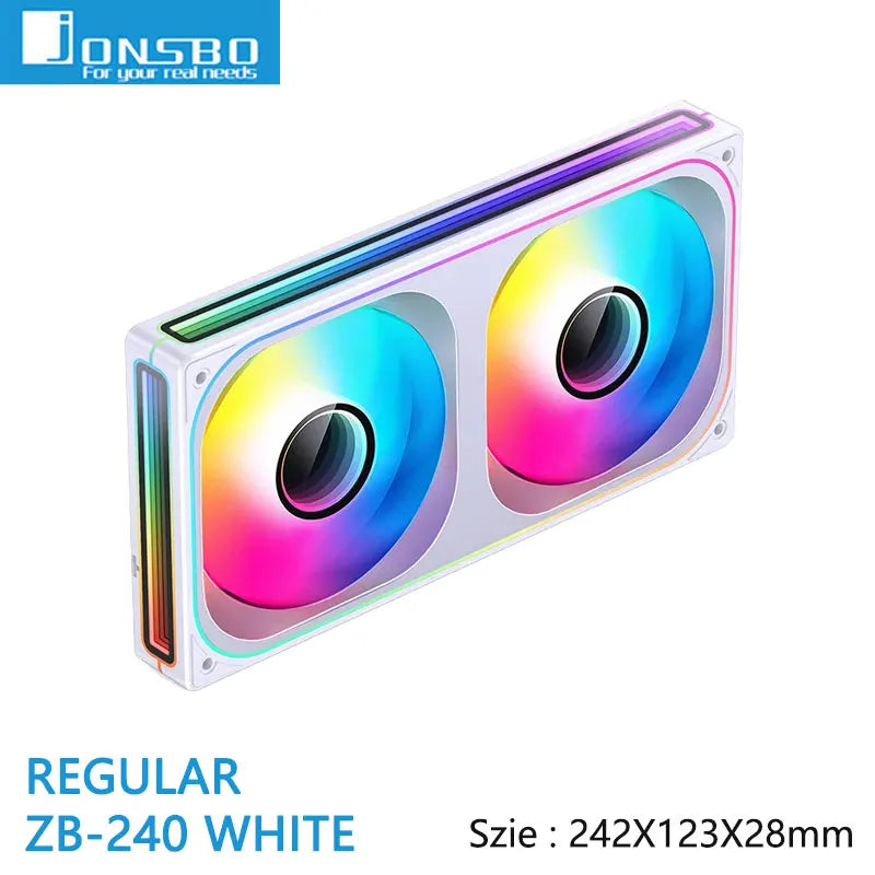 Jonsbo ZB-120/240/360 ARGB Computer case fan,4 sides Infinity Mirror lighting effect/28MM thickness integrated cooling fan