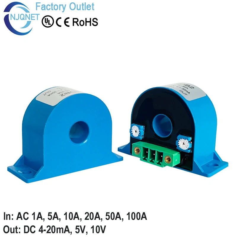 AC Current Sensor QNDB2 Input 5A 10A 20A 50A 100A Output 4 20mA CT Current Transformer Transmitter Current Transducer 420mA