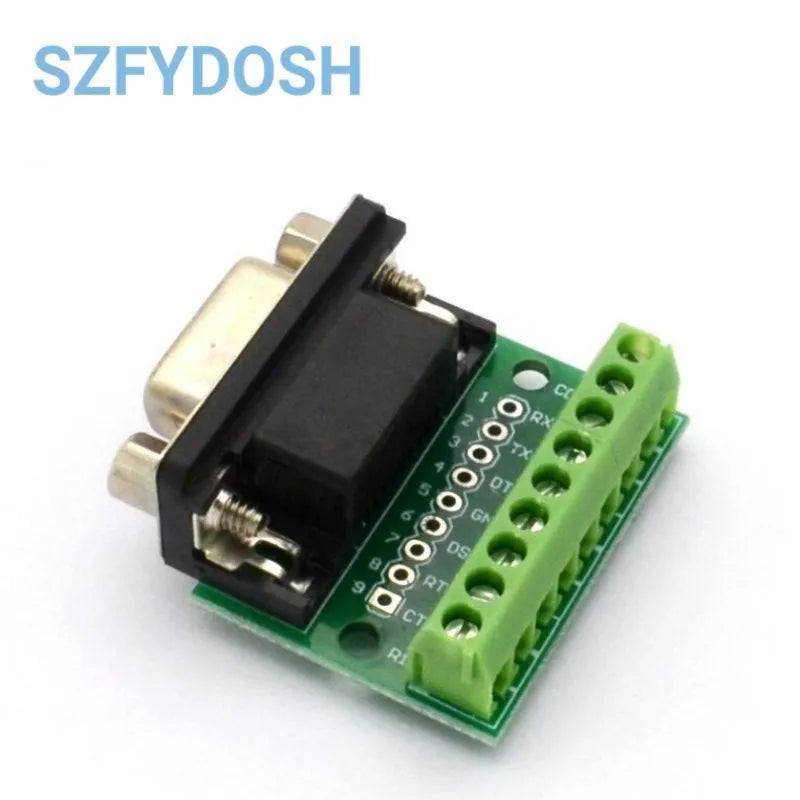 DB9 Male Female Adapter Signals Terminal Module RS232 RS485 Serial To Terminal 9-Pin 9-Hole Connector