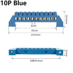 Blue White Green Bridge Design Zero Line 4-12 Pole Screw Brass Copper Grounding Strip Terminal Block Connector Earth And Neutral