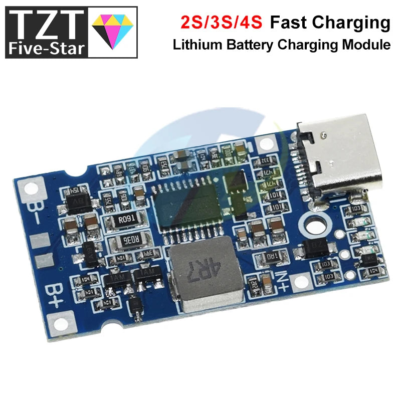 Type-C USB 2S 3S 4S BMS 4.5V-15V 18W 2A Lithium Battery Charging Module Support QC Fast Charge With Temperature Protection
