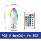 1-10PCS LED Intelligent RGBW Bulb GU10 E27 E14 24 Key Infrared Remote Control AC110V 230V 6W 10W Color Plus White Light Dimming