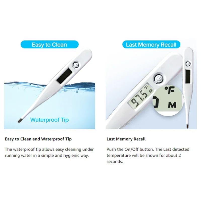 1-2P Thermometer for Fever Digital Basal Body Oral Armpit or Rectal Electronic LCD Display High-Precision Measurement Smart Heat