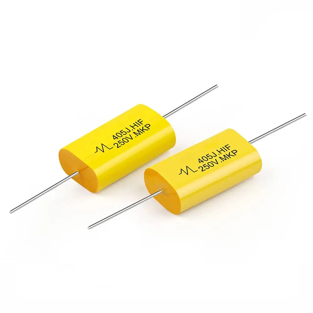 5PCS Film Capacitor Audio 250V DC Round Axial Lead Type Polypropylene Capacitors Yellow Frequency Dividing 1UF 1.5UF 1.8UF 2.2UF