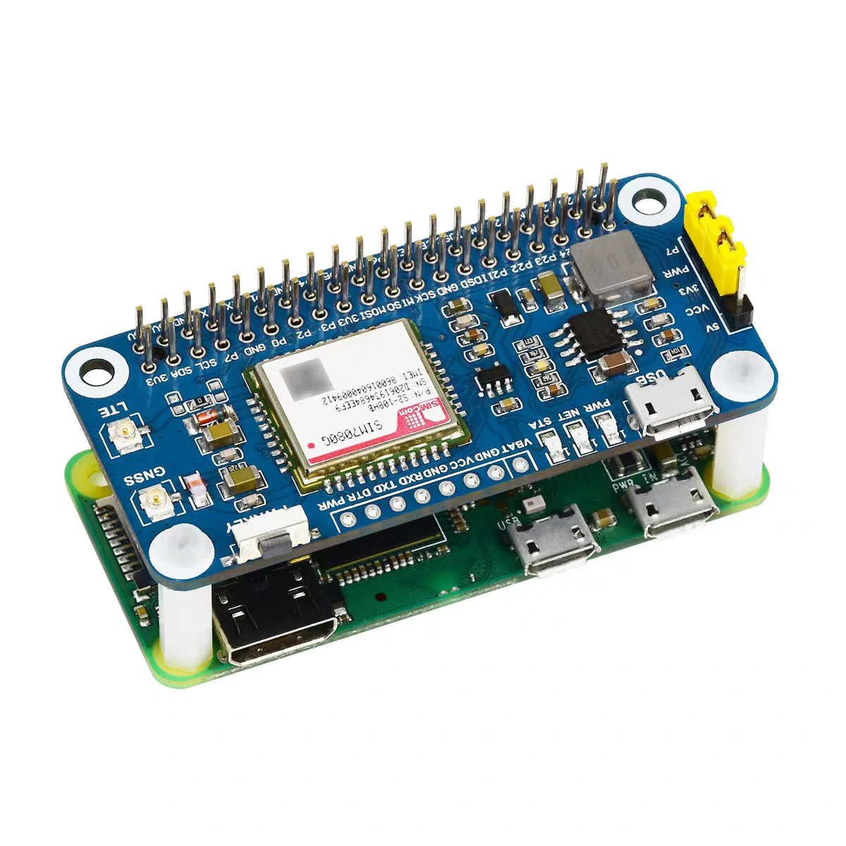 Micro Snow Raspberry Pi NB IoT/Cat-M (eMTC)/GNSS Expansion Board SIM7080G Module Global Communication