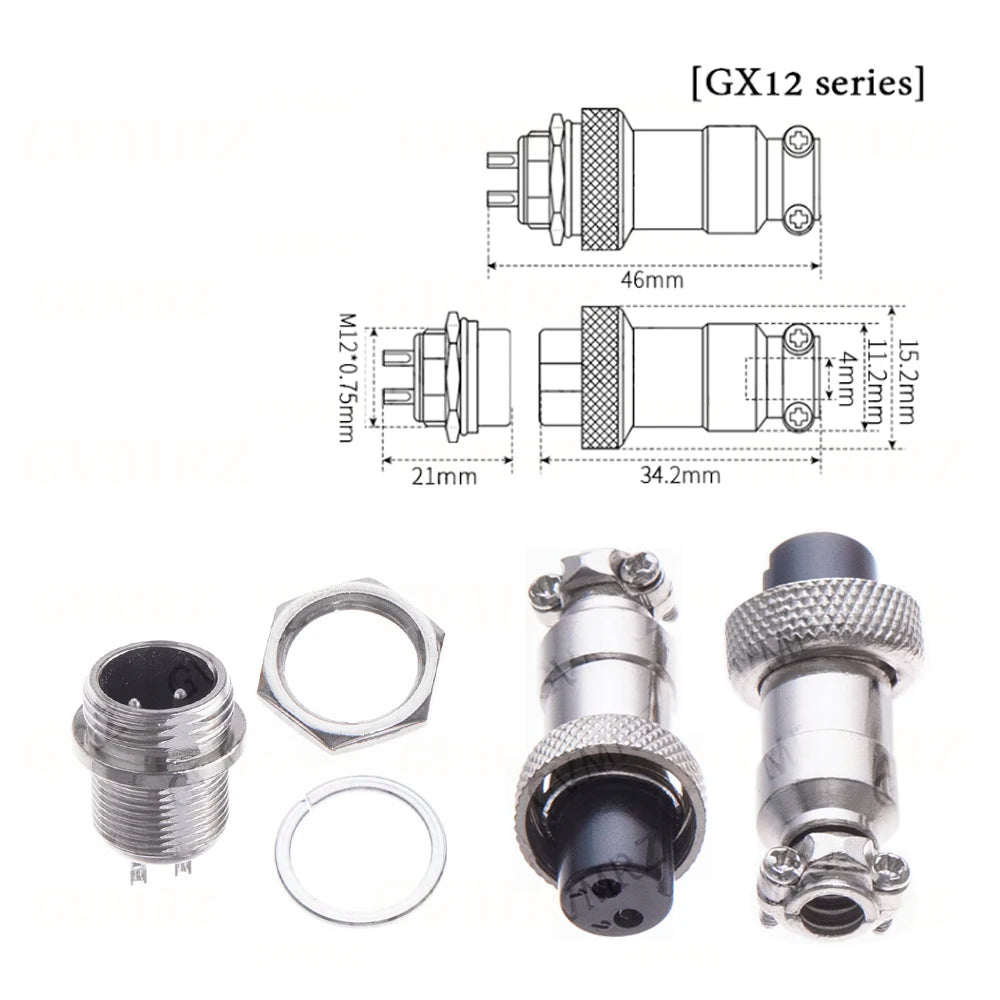 GX12 2 3 4 5 6 Pin Docking Aviation Plug Socket Waterproof Circular Connector