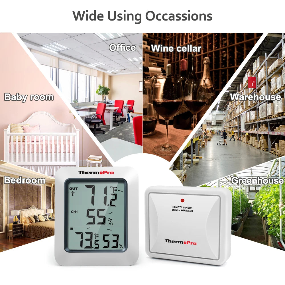 ThermoPro TP60C 60M Wireless Digital Indoor Outdoor Thermometer Hygrometer Weather Station for Home
