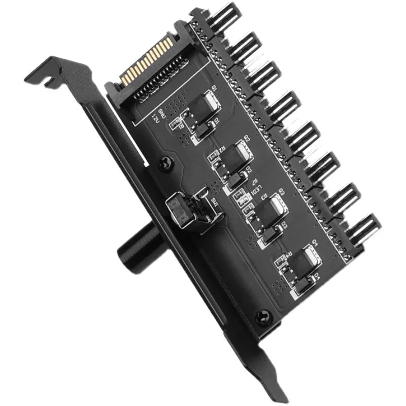 Angitu 8Ports 3Pin/4Pin PWM Fan Hub Speed Control With Sata/IDE Molex Power Supply Fan Adapter